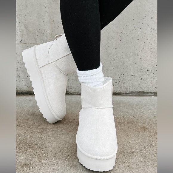 MINI PLATFORM BOOTIES FAUX FUR (OFF WHITE) - Picture 6 of 7